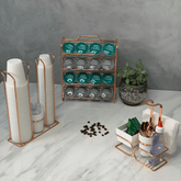 Suporte Organizador Porta Copos 200ml e 50/80ml Porta Mexedores Rose Gold - Ela Decora